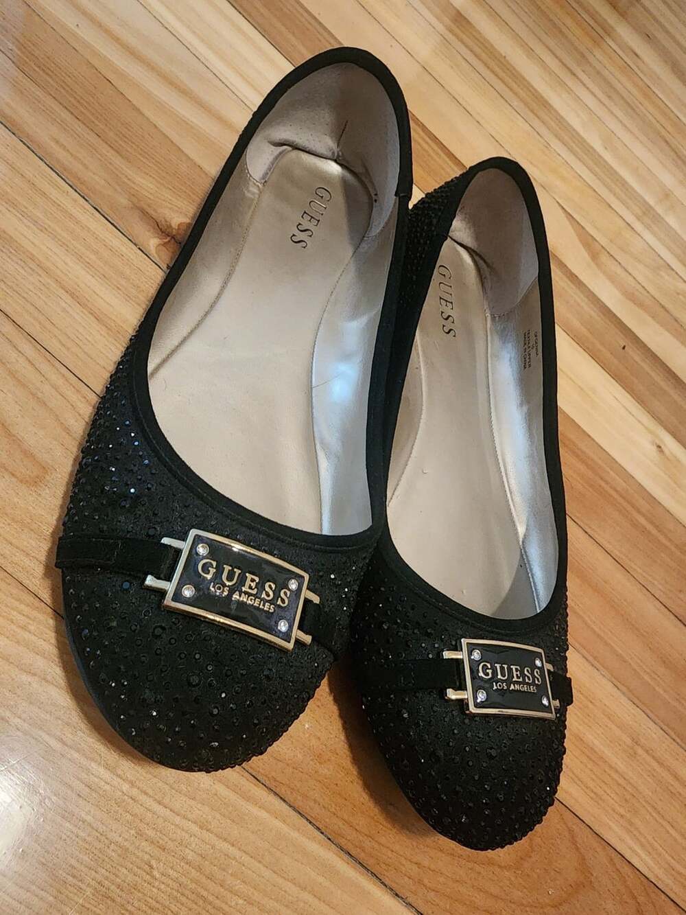 Guess Gfgenna Size 10 Black Rhinestone Ballet Flats
